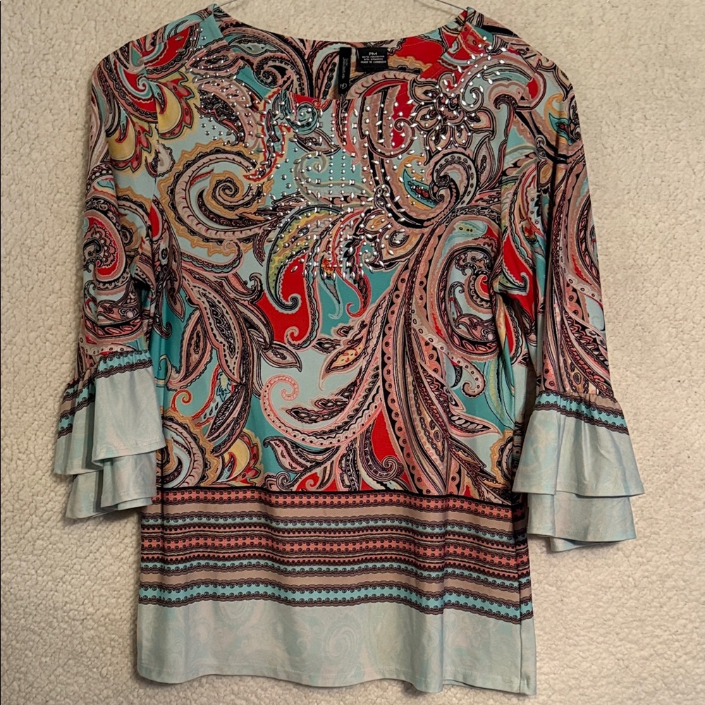 New Directions Multicolor Paisley Blouse